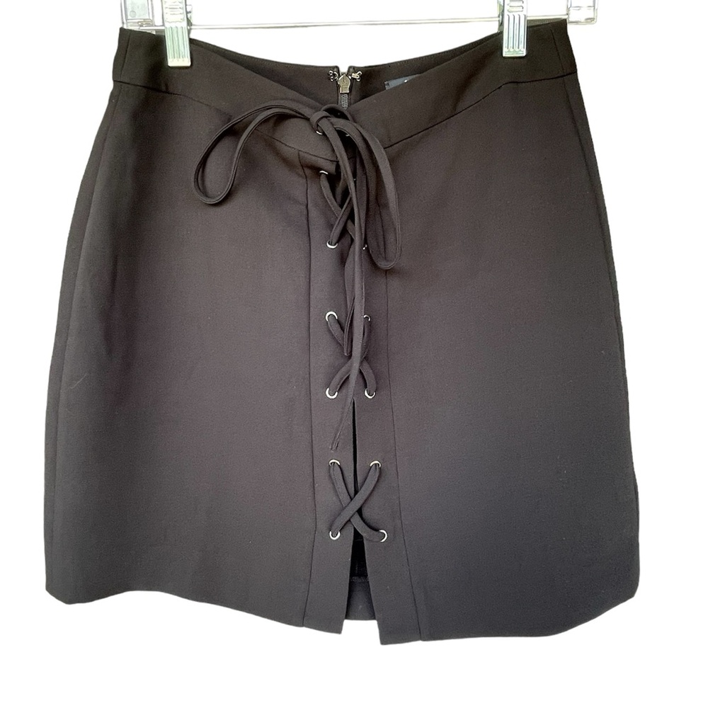 Madewell Black Lace Up front mini skirt size 4